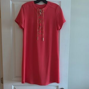 Michael Kors Coral Lace-Up Mini Dress